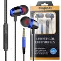 Metal earphone wire controlled subwoofer mobile phone computer earphone in ear earphone earplug general wholesale