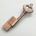 Creative metal love key USB stick 16g heart-shaped bronze key storage USB stick pendant USB stick customized gift 32g